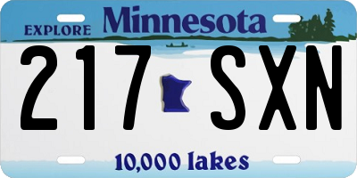 MN license plate 217SXN