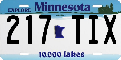 MN license plate 217TIX