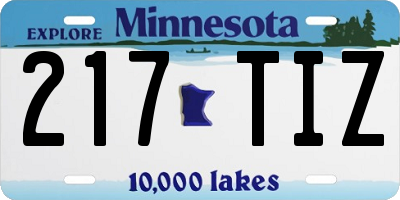 MN license plate 217TIZ