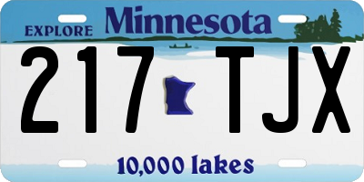 MN license plate 217TJX