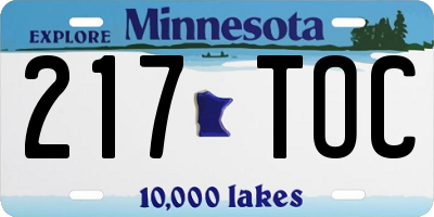 MN license plate 217TOC