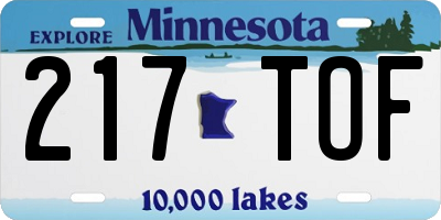 MN license plate 217TOF