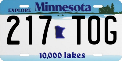 MN license plate 217TOG