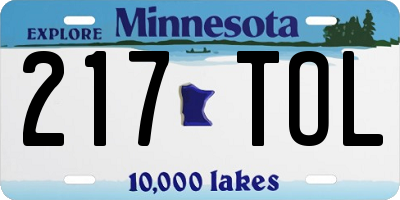MN license plate 217TOL