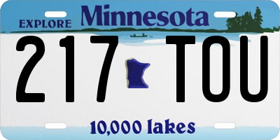 MN license plate 217TOU