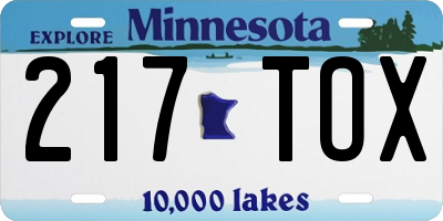 MN license plate 217TOX