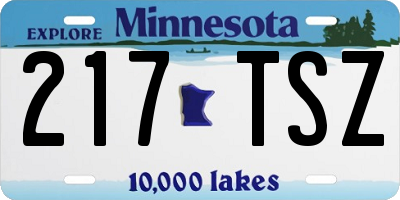 MN license plate 217TSZ