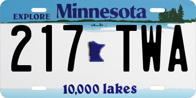 MN license plate 217TWA