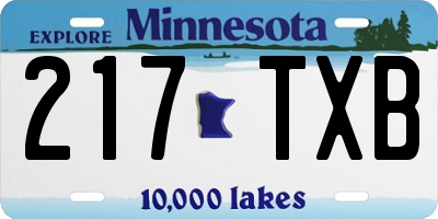 MN license plate 217TXB