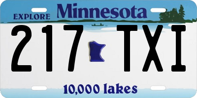 MN license plate 217TXI