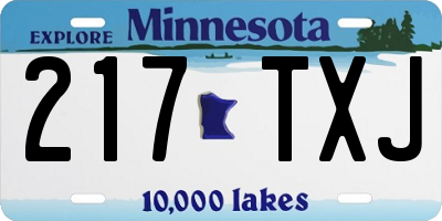 MN license plate 217TXJ