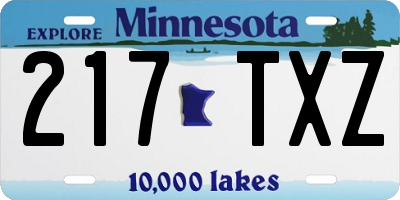 MN license plate 217TXZ