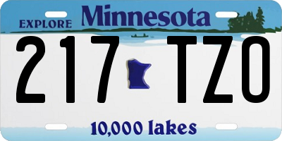 MN license plate 217TZO