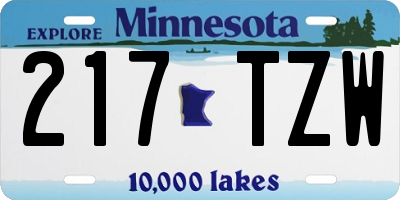 MN license plate 217TZW