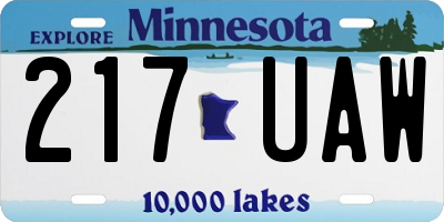 MN license plate 217UAW
