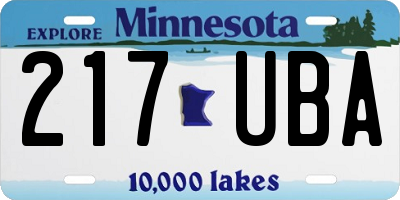 MN license plate 217UBA