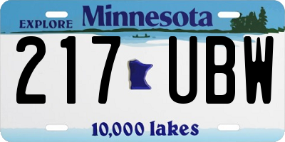 MN license plate 217UBW