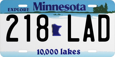 MN license plate 218LAD