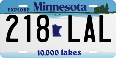 MN license plate 218LAL