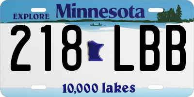 MN license plate 218LBB