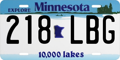 MN license plate 218LBG