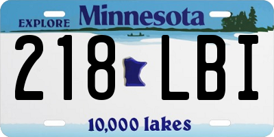 MN license plate 218LBI