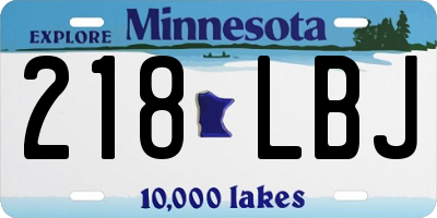 MN license plate 218LBJ