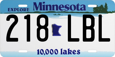 MN license plate 218LBL