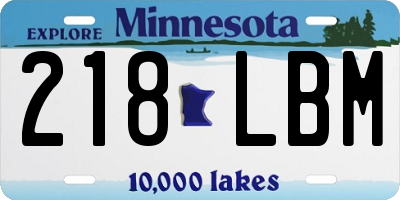 MN license plate 218LBM