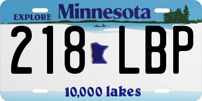 MN license plate 218LBP