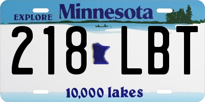 MN license plate 218LBT