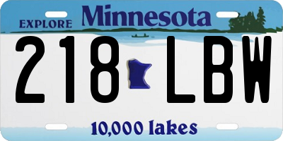 MN license plate 218LBW