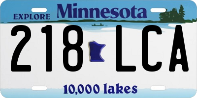 MN license plate 218LCA