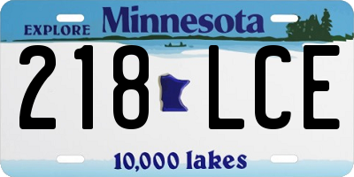 MN license plate 218LCE