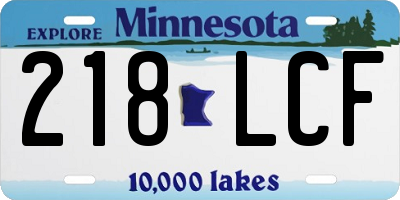 MN license plate 218LCF