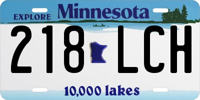 MN license plate 218LCH