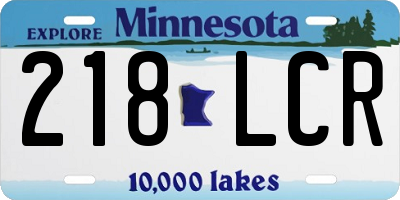 MN license plate 218LCR