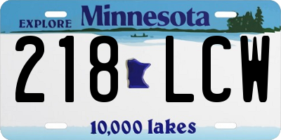 MN license plate 218LCW
