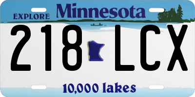 MN license plate 218LCX