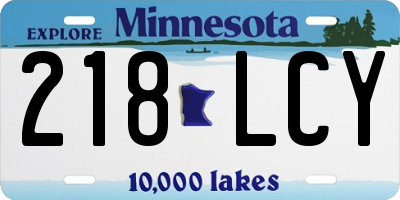 MN license plate 218LCY