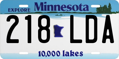 MN license plate 218LDA