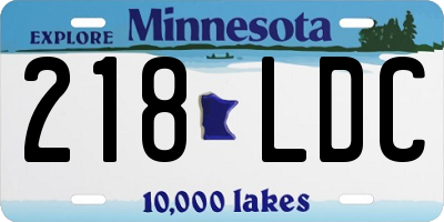 MN license plate 218LDC