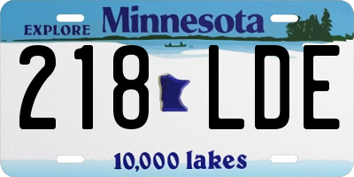 MN license plate 218LDE