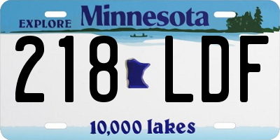 MN license plate 218LDF