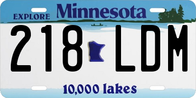 MN license plate 218LDM