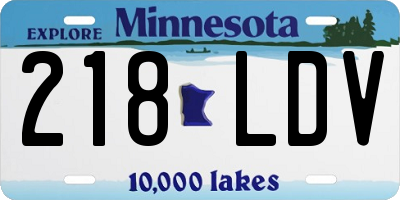 MN license plate 218LDV