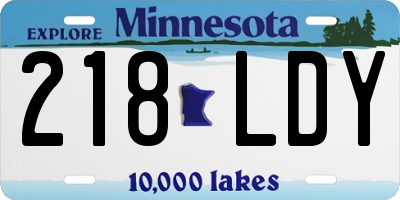 MN license plate 218LDY