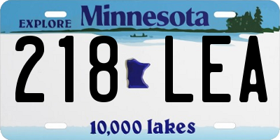 MN license plate 218LEA