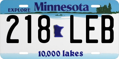 MN license plate 218LEB