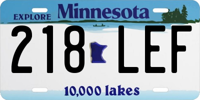 MN license plate 218LEF
